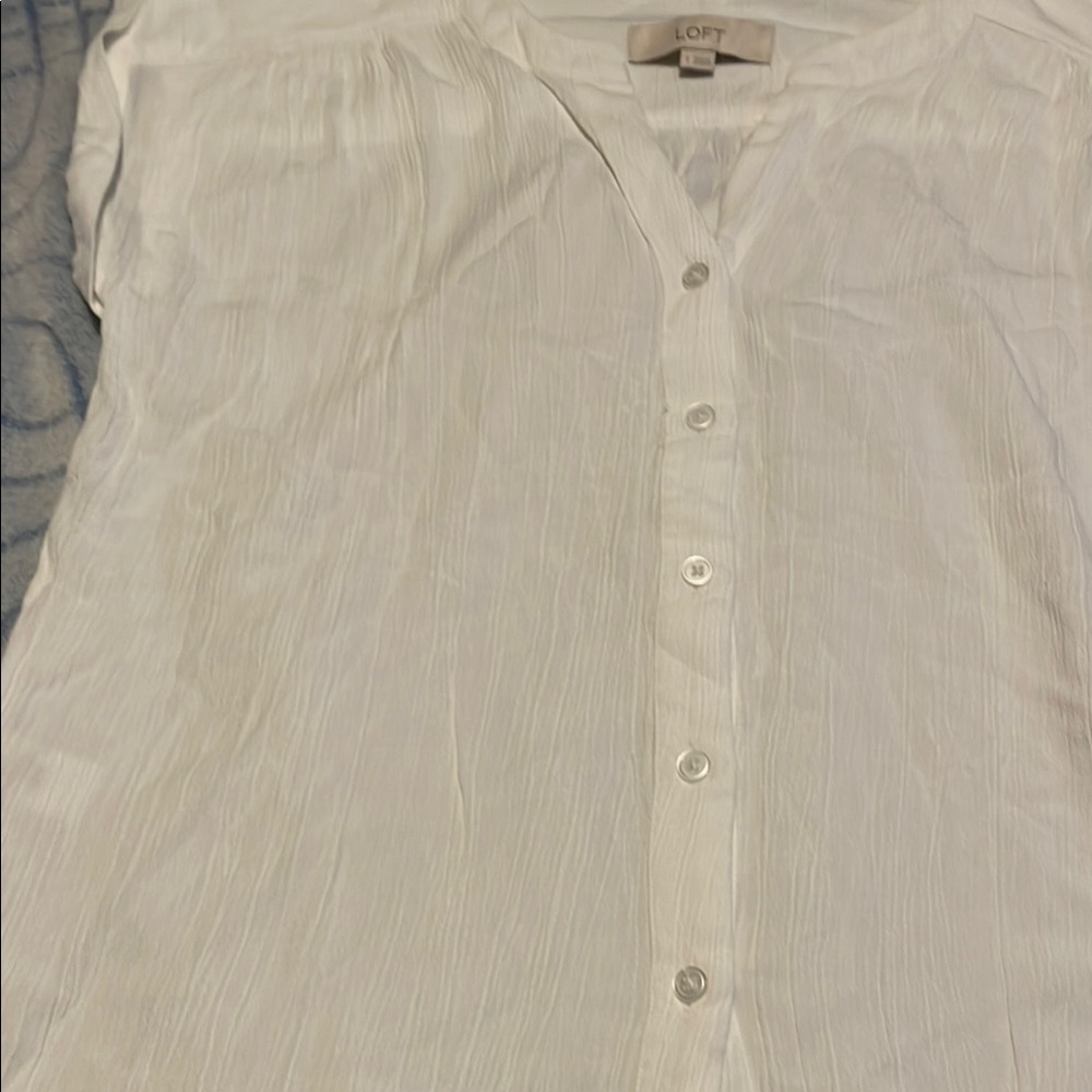 LOFT White Button-Up Top